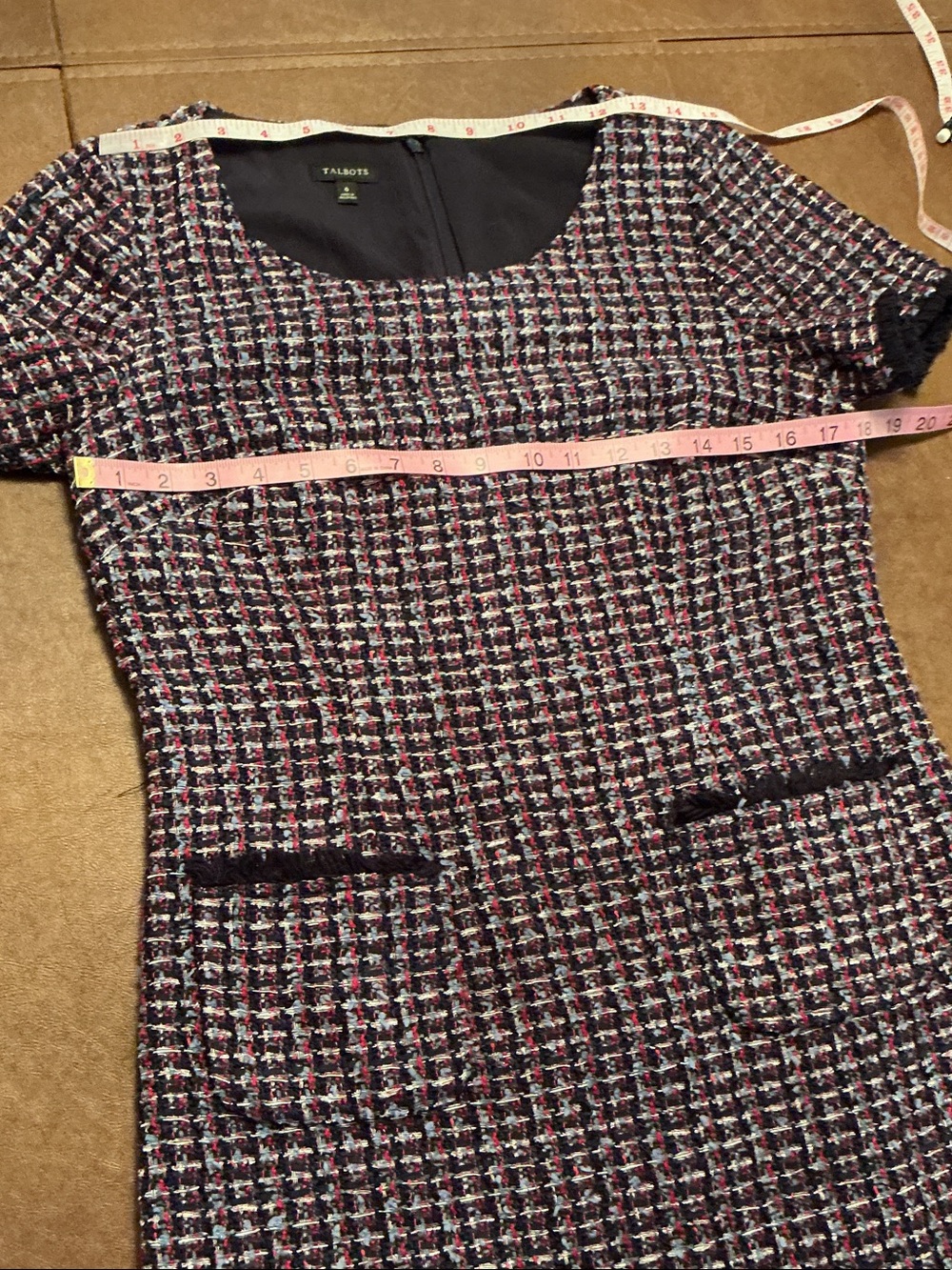 Talbots Red White & Blue Tweed Sheath Mini Dress Short Sleeves Career SZ 6 - Picture 6 of 10